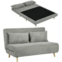 Homcom Schlafsofa, Klappbett mit Bettfunktion, Rückenkissen, Polstersofa mit Verstellbarer Rückenlehne, Samtoptik, 141 x 90 x 81 cm, Grau