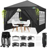 COBIZI Pavillon 3x3 Wasserdicht Stabil Winterfest Faltpavillon 3x3m mit |8X Heringe & 4X Windseil| UV-Schutz 50+, Hoch Dichte Plane, Partyzelt Pavillon 3x3 Wasserdicht Stabil Garten Pavillon Schwarz...