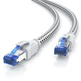 Primewire Patchkabel CAT 8 mit Baumwollummantelung - Gigabit Ethernet Lan Kabel - 40 Gbit/s - S/ftp Pimf Schirmung - 0,5m