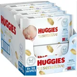 Huggies Pure Extra Care Sensitive Baby-Feuchttücher, Für den ganzen Körper, 99 % reines Wasser, Parfümfrei, 8 x 56 Tücher, Monatsbox