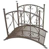 deluke Gartenbrücke DOHA mit Geländer Antik-Optik Stahl Braun-Schwarz 94,5x81,5x120,5cm Metallbrücke Garten Teichbrücke