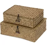 Compactor Macao Aufbewahrungskorb aus Seegras, Set von 2, braun, 25.0 x 19.0 x 8.0 cm, RAN7868