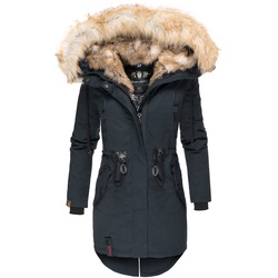 NAVAHOO Damen stylischer Wintermantel Winterparka mit Kunstfell-Kapuze Bombii