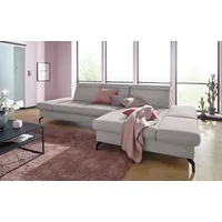 sit&more Ecksofa Brisbane L-Form, Fußhöhe 15 cm, inklusive Sitztiefen-, Armteil- und Kopfteilverstellung silberfarben