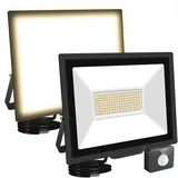 RIGIDON 2x 100W 10000LM Aussenleuchte Bewegungsmelder Led Strahler, Außen Led Lampe, 4000K Warmweiß Led Flutlicht Außenleuchte, Wasserdicht Außen-Leuchte Flutlicht Für Garten Garage Carport Hauswand