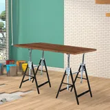 DURHAND Sägebock Arbeitsbock, Hohenverstellbar, Faltbar Metall Schwarz 68x56x80-130cm bis 200kg Belastbarkeit für Holzarbeiten Aosom.de