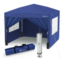 VOUNOT Faltpavillon 3 x 3 m inkl. Seitenteilen blau