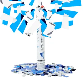 Relaxdays Party Popper 40 cm 100 St. Blau/Silber