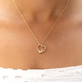Fascination by Ellen K. Kette mit Anhänger Herz Motiv Zirkonia weiß Gelb Gold