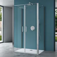 mai & mai Ravenna66UK Duschkabine U-Form mit Doppeltüre 120 x 80 cm Silber Klarglas