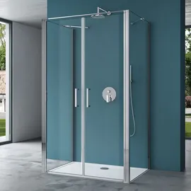 mai & mai Ravenna66UK Duschkabine U-Form mit Doppeltüre 120 x 80 cm Silber Klarglas