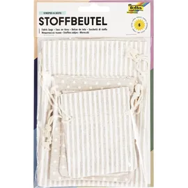 Folia Stoffsäckchen mit Motiv Streifen und Punkte 8,0/10,0/13,0 x 10,0/130,/18,0 cm, 1 Pack