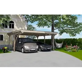 Weka Doppelcarport 616 A 5,00 x 5,00 m braun inkl. Einfahrtsbogen