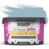 SEEBAUER diy Silikonharz-Fassadenfarbe Blau 5L für Außen (No. 824 Thistle Blue) Selbstreinigende Fassadenfarbe mit Lotuseffekt - Geeignet für Putz, Mauerwerk und Beton