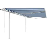 vidaXL Automatisch Gelenkarmmarkise 400 x 300 cm blau/weiß inkl. Pfosten 3069946