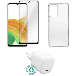 eSTUFF Zubehörkit für Handy - Ladegerät, Hülle, Glas, braune Box