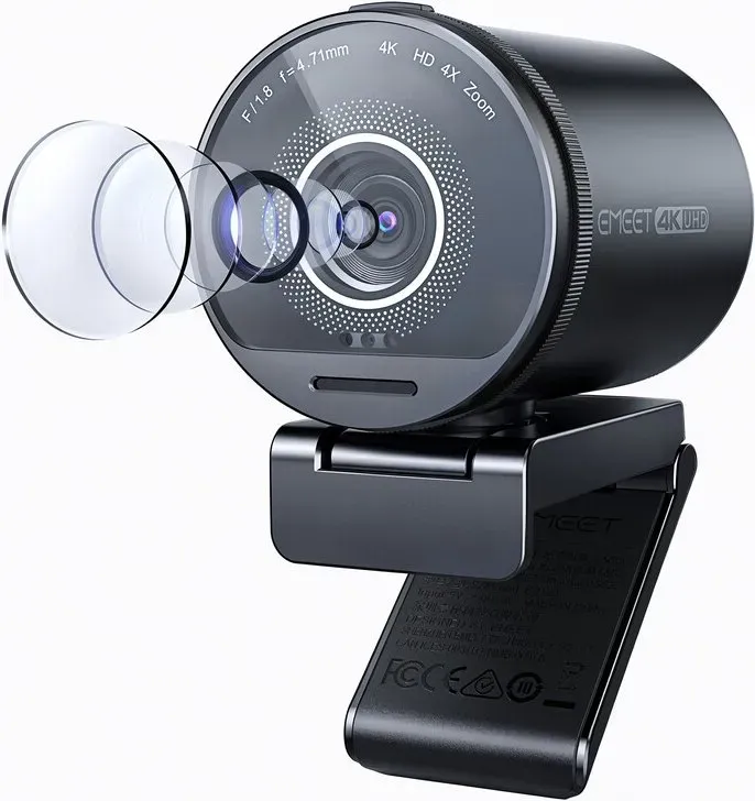 EMEET Ultra HD 4K Webcam mit Sony-Sensor, Dual-Autofokus, HDR, einstellbarem 40°–73° Sichtfeld, Plug-&-Play-USB-Kamera für Streaming und Videokonferenzen
