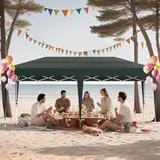 NAIZY Faltpavillon 3x6 m Pavillon Wasserdicht Gartenpavillon mit Tragetasche Faltbar Zelt Polyester Partyzelt UV-Schutz Metall-Verstrebungen, Grün