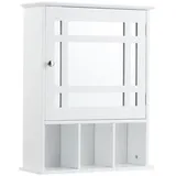 COSTWAY Badezimmerspiegelschrank mit verstellbarem Einlegeboden & 3 Fächern weiß 16 cm x 61 cm x 50 cm