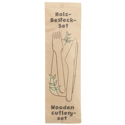 greenbox - Holz-Besteck-Sets Messer, Gabel & Serviette, 16 cm, biobeschichtet, 250 St.