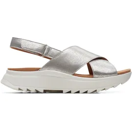 CLARKS DashLite Wish Sandales, Silver Metallic, 39 EU