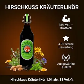 hirschkuss kräuterlikör 1,0l, alc. 38 vol.-% Kräuterlikör 38% Vol. 1 l