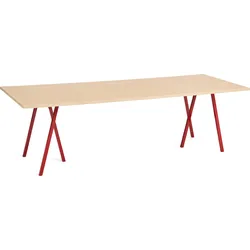 Loop Stand Tisch 250 cm lackierte eichenplatte rote Beine