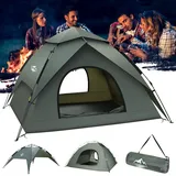 Camping Zelt, Pop Up Zelte für 3-4 Personen, Familienzelt Camping und Backpackin Automatisches Zelte Wasserdicht & Winddicht Schnell Set-up Zelt für Picknick, Wandern, Outdoor Aktivitäten