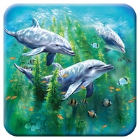 3D LiveLife Kork Matte - Delphin Seetang von Deluxebase. Linsenförmige-3D-Kork Ozean Untersetzer. rutschfeste Getränkematte mit Originalkunstwerk lizenziert vom bekannt Künstler Tami Alba