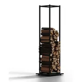 Feuerholzregal 33x33x115cm Kaminholz Holzlager Brennholz Stahl Stapelhilfe Schwarz - Schwarz