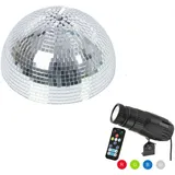 SATISFIRE Set Halbspiegelkugel 30cm + 1 x LED Pinspot 9W Farbwechser RGB