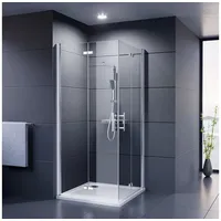 Duschmeister Eckdusche Royalux Neo Eckeinstieg Drehfalttür 80x80 cm mit Nano Clean, BxT: 80x80 cm, Einscheibensicherheitsglas