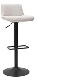 miliboo Barhocker höhenverstellbar und um 360° drehbar aus Stoff mit strukturiertem Samteffekt in Beige und Metall (2er-Set) BOOST