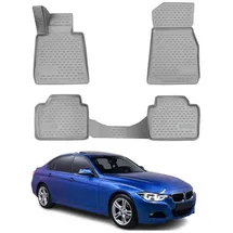 Omac Gummimatten Fußmatten kompatibel mit BMW 3er F30 2012-2019 Grau 4tlg