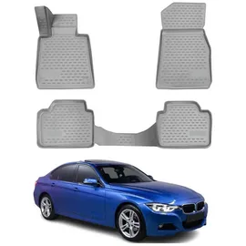 Omac Gummimatten Fußmatten kompatibel mit BMW 3er F30 2012-2019 Grau 4tlg