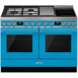 CPF120IGMPTD Standherd 120 cm Doppelbackofen Induktion und Gas Türkisblau