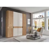 Wiemann Drehtürenschrank WIEMANN "Cardiff", weiß (glas weiß), B:197,3cm H:216cm T:58cm, Floatglas, Hartfaserplatte, Holzwerkstoff, Massivholz, Schränke, Drehtürenschrank, inkl. Türdämpfung