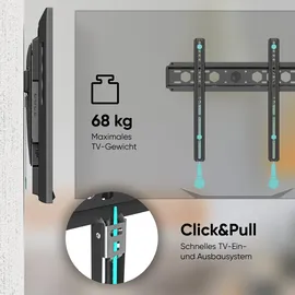 ONKRON TV Wandhalterung flach für 35-65 Zoll TVs bis zu 68 kg, Ultra Slim TV Wandhalterung fest 75x75-400x400 VESA Halterung Fernseher/universal Fernsehhalterung Wand Schwarz FM5-B