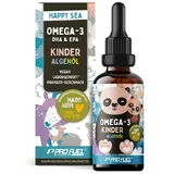 Omega-3 Vegan für KINDER (50 ml) - DHA & EPA - Omega-3-Algenöl mit 250 mg DHA und 130 mg EPA pro Tag - leckerer Orangen-Geschmack - laborgeprüft mit Zertifikat - Vorrat für 62 Tage - 100% vegan