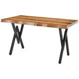 JVmoebel Gartentisch Braun Esstisch Gartentisch Tisch Mit Baumkante Holz Edelstahl (1-St., Esstisch), Made in Europa braun