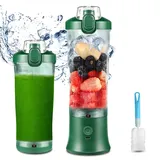 TOPESCT 600 ml Tragbarer Mixer Smoothie Maker, Mini Smoothie Mixer USB Wiederaufladbar, Starke Schneidleistung mit 6 Ultrascharfen Klingen für Reise, Büro & Sport (Schwarzes Grün)