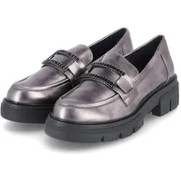 Marco Tozzi Damen Loafer ohne Absatz Vegan mit Plateau, Silber (Pewter), 40 EU