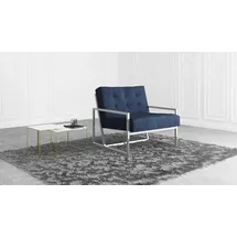 s-style möbel Loungesessel Tampa Samtstoff 84 x 81 x 89 cm Blau/Silber