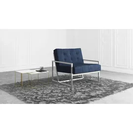 s-style möbel Loungesessel Tampa Samtstoff 84 x 81 x 89 cm Blau/Silber