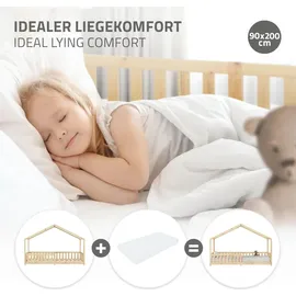 ML-Design Hausbett 90 x 200 cm Kiefer naturbelassen beige