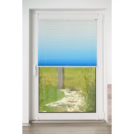 K-HOME Plissee Farbverlauf Sunrise 50 x 130 cm blau/weiß