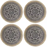 Creative Tops Set De 4 Runde Tischsets De Burlap Mit Design De Mandala 41cm Blau