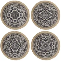 Creative Tops Set De 4 Runde Tischsets De Burlap Mit Design De Mandala 41cm Blau