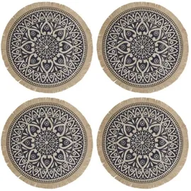 Creative Tops Set De 4 Runde Tischsets De Burlap Mit Design De Mandala 41cm Blau
