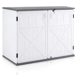 Costway Gartenschrank 118 x 63 x 94 cm Grau/Weiß